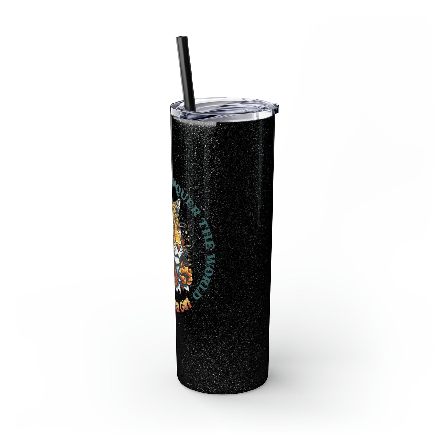 Conquer the Mats, Conquer the World Skinny Tumbler with Straw, 20oz