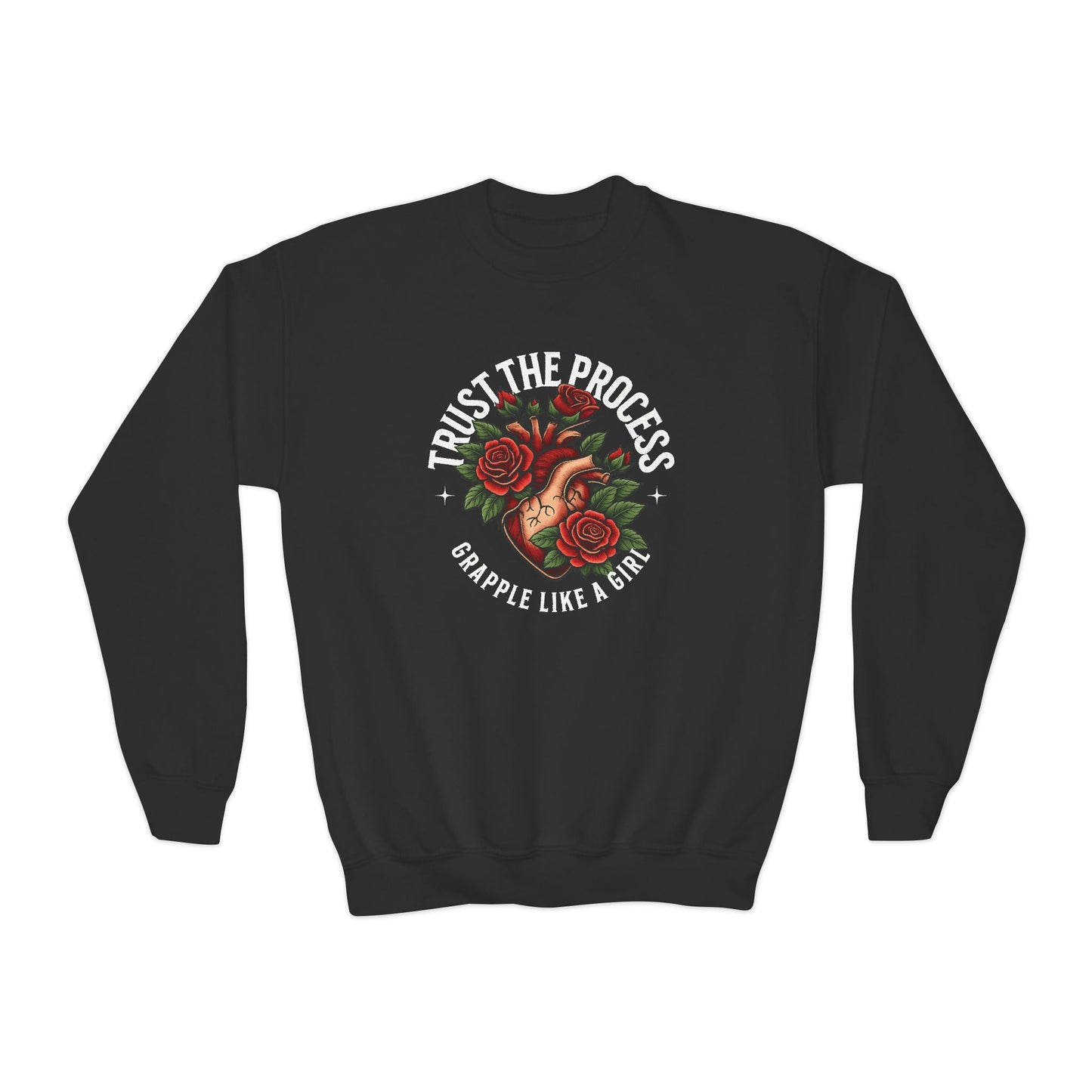 Grapple Like A Girl Youth Crewneck Sweatshirt - Trust the Process