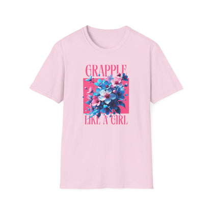 Women's Jiu Jitsu Grapple like a Girl BJJ Unisex Softstyle T-Shirt - Blossoms