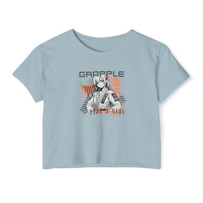 Grapple like a Girl Crop Top - Anime Girl