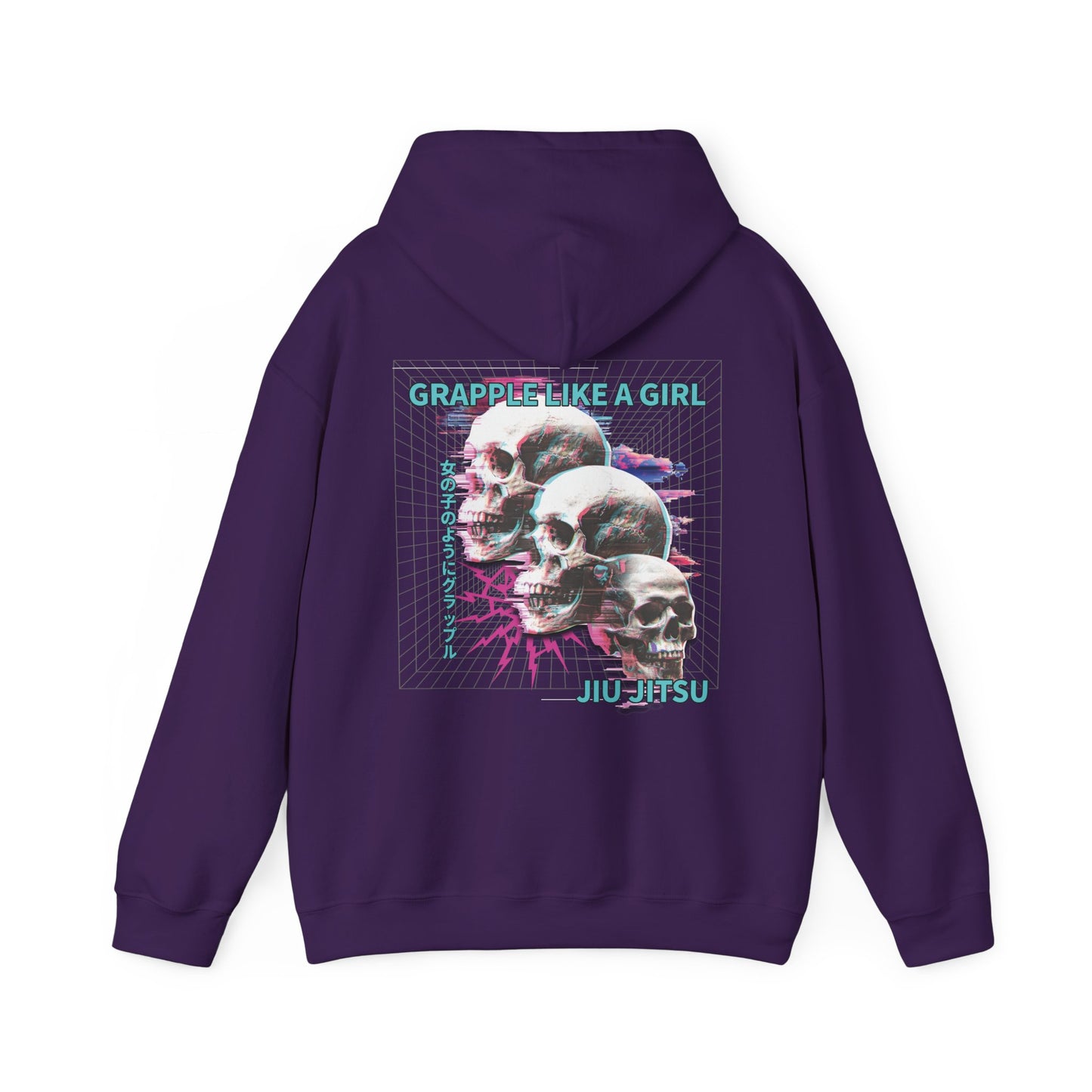 Women's BJJ Hoodie - Grapple Like a Girl, Neon Skulls