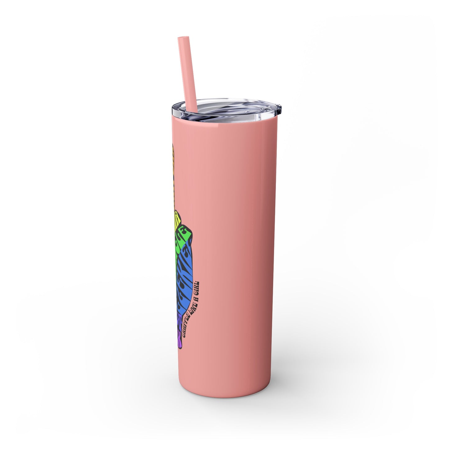 BJJ Submission Peace Sign Skinny Tumbler with Straw, 20oz