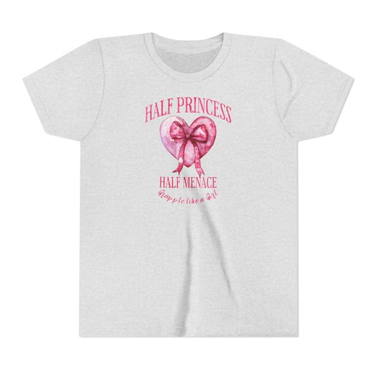 Grapple like a Girl Youth Short Sleeve Tee - Half Princess Half Menace