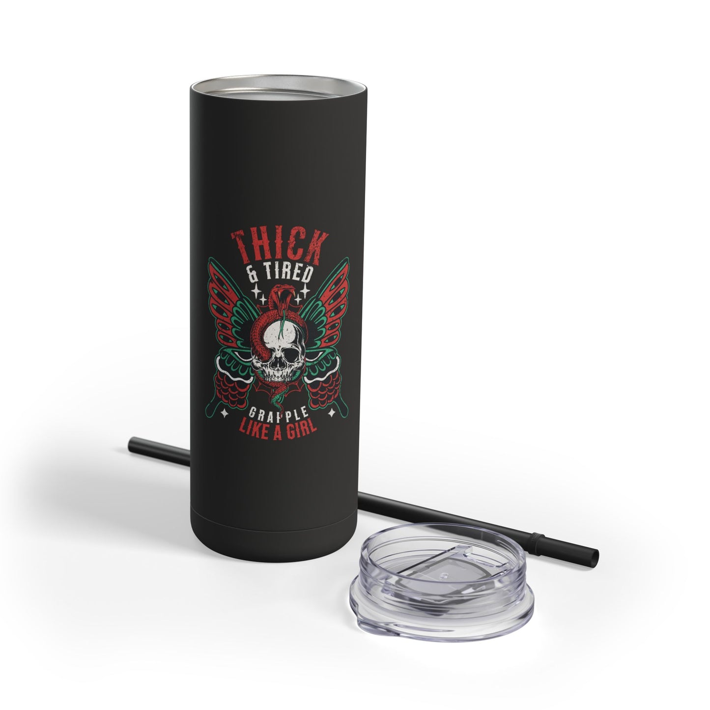 Grapple like a Girl Thick & Tired Graphic 20oz Matte Tumbler