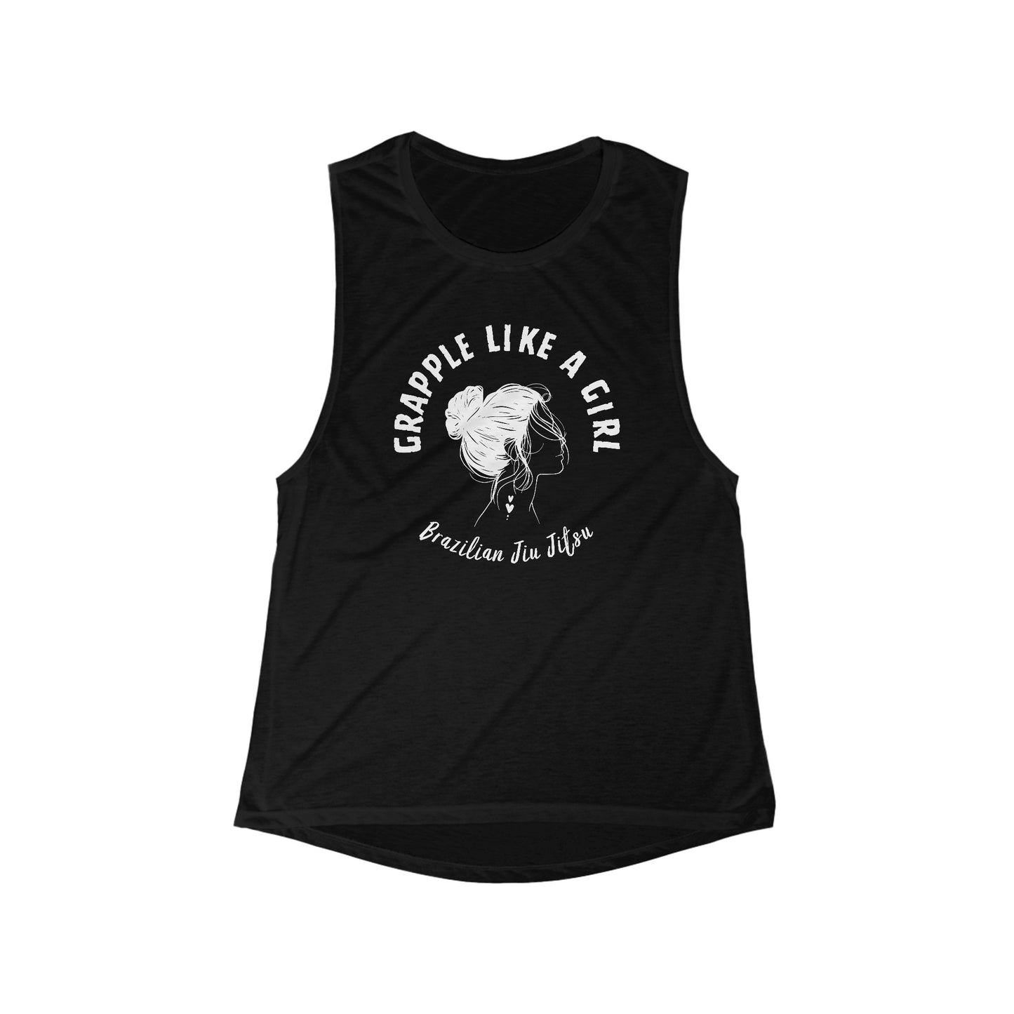 Women's Grapple like a Girl Flowy Scoop Muscle Tank - Girl Logo