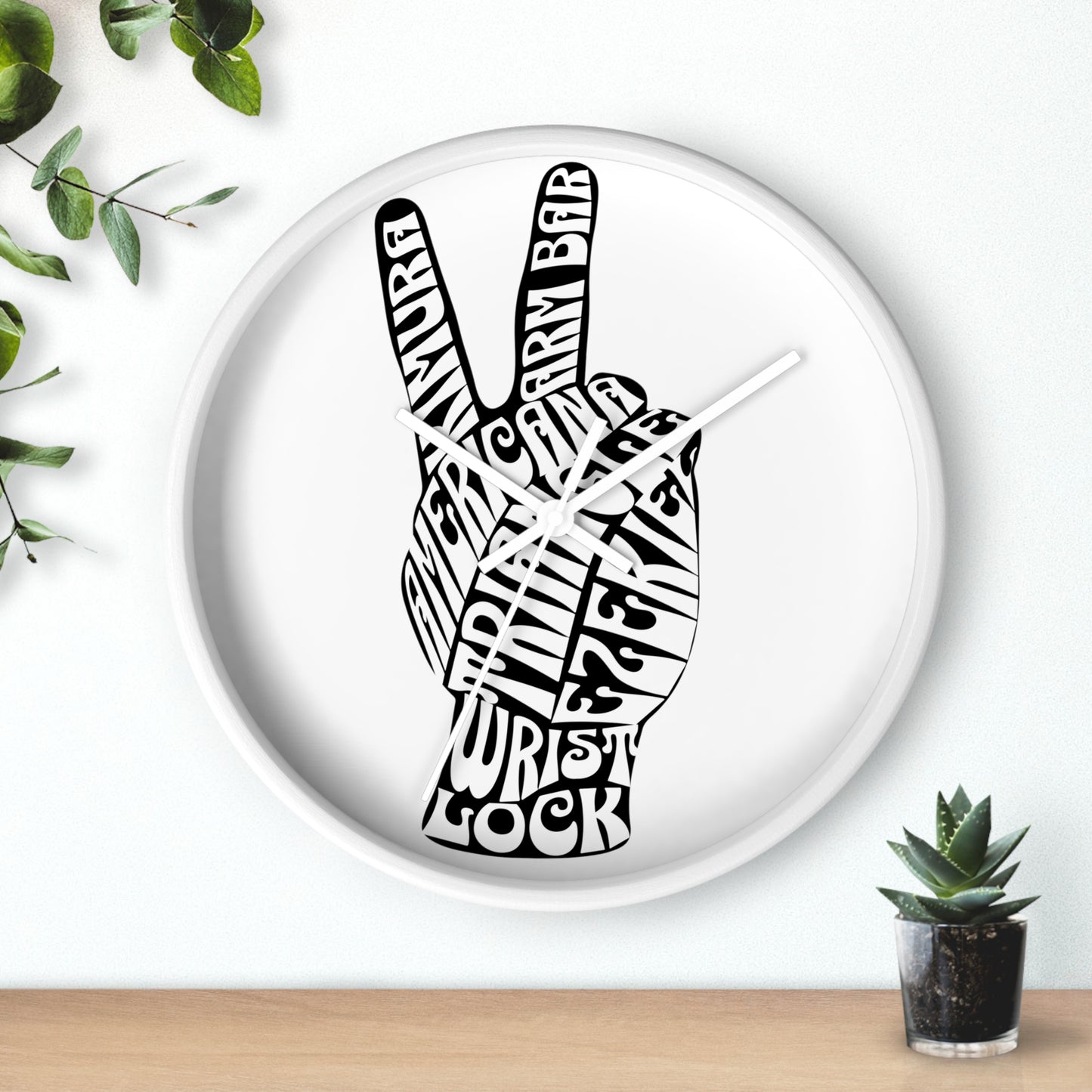 BJJ Submission Peace Sign Wall Clock Gift for Coach or Training Partners