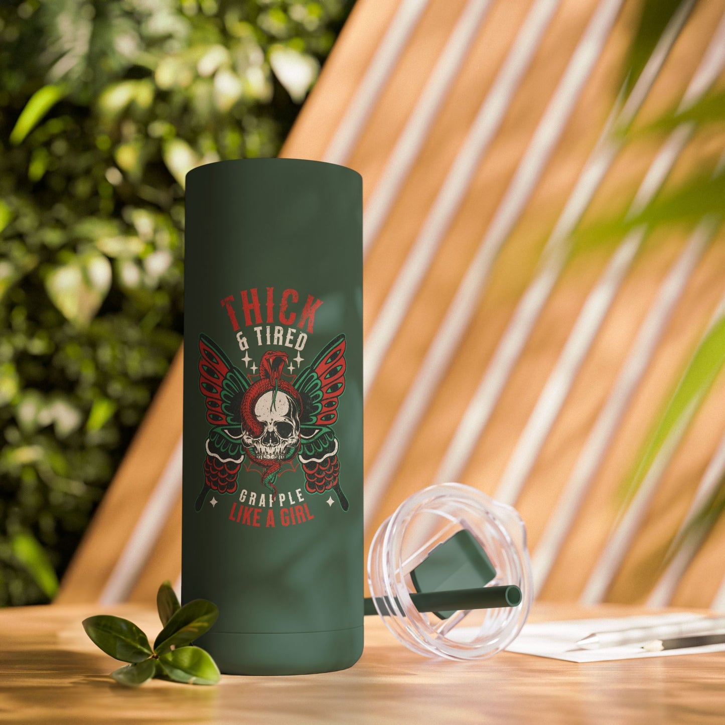 Grapple like a Girl Thick & Tired Graphic 20oz Matte Tumbler