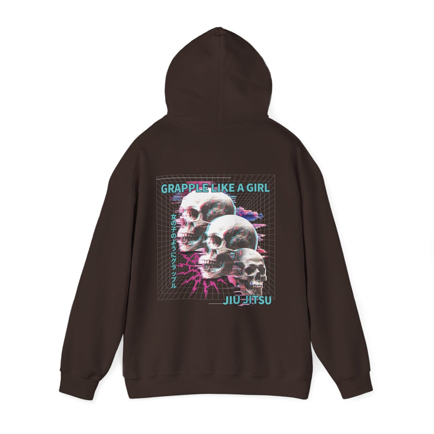 Women's BJJ Hoodie - Grapple Like a Girl, Neon Skulls