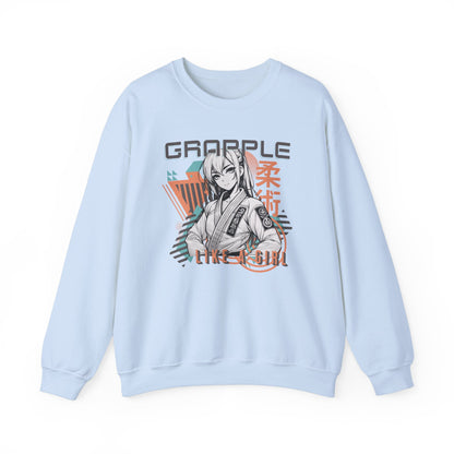 Grapple like a Girl BJJ Women's Crewneck Sweater - Anime Girl