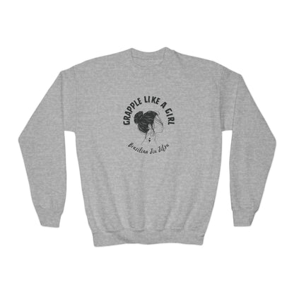 Grapple Like A Girl Youth Crewneck Sweatshirt - Girl Logo
