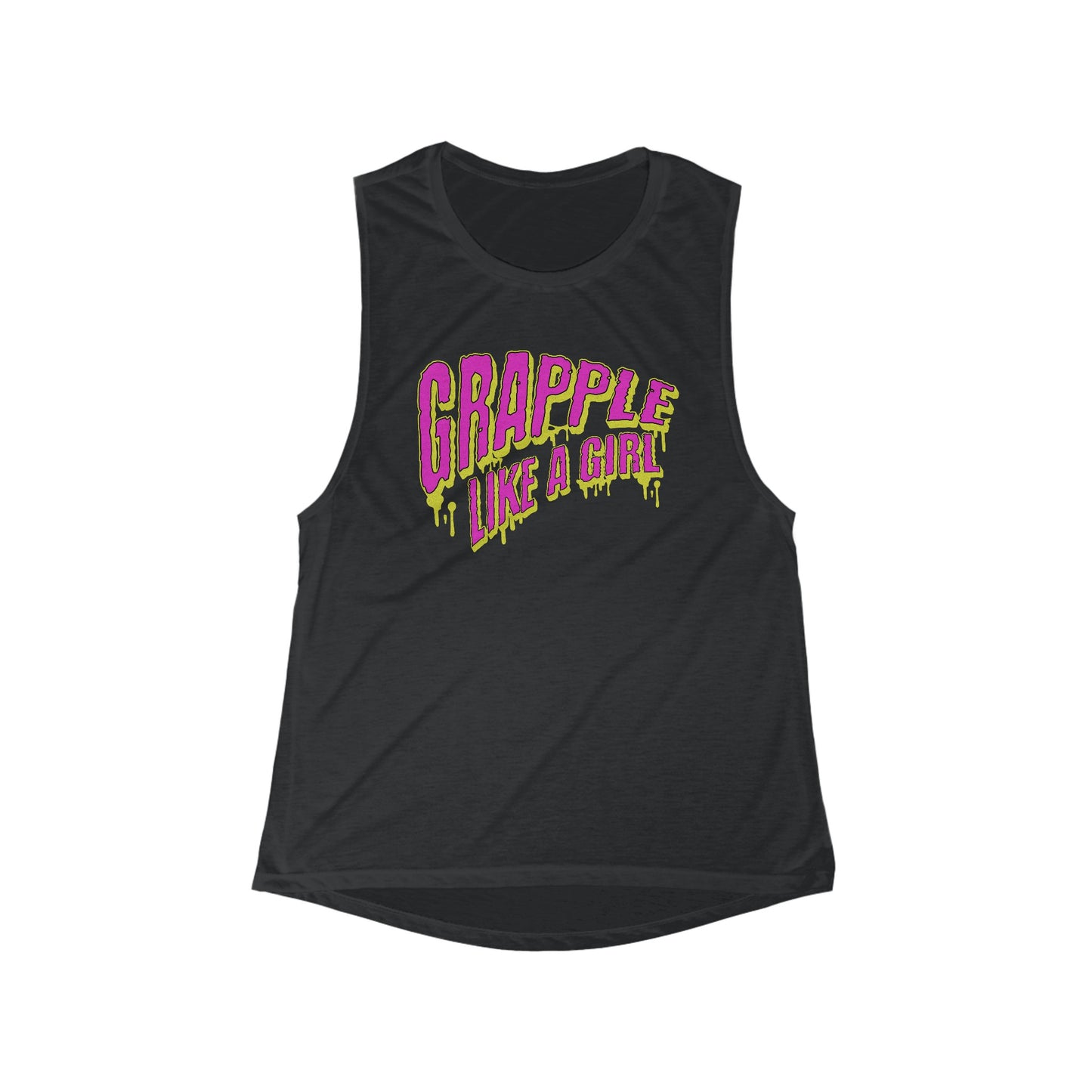 Women's Grapple like a Girl Flowy Scoop Muscle Tank - Slime