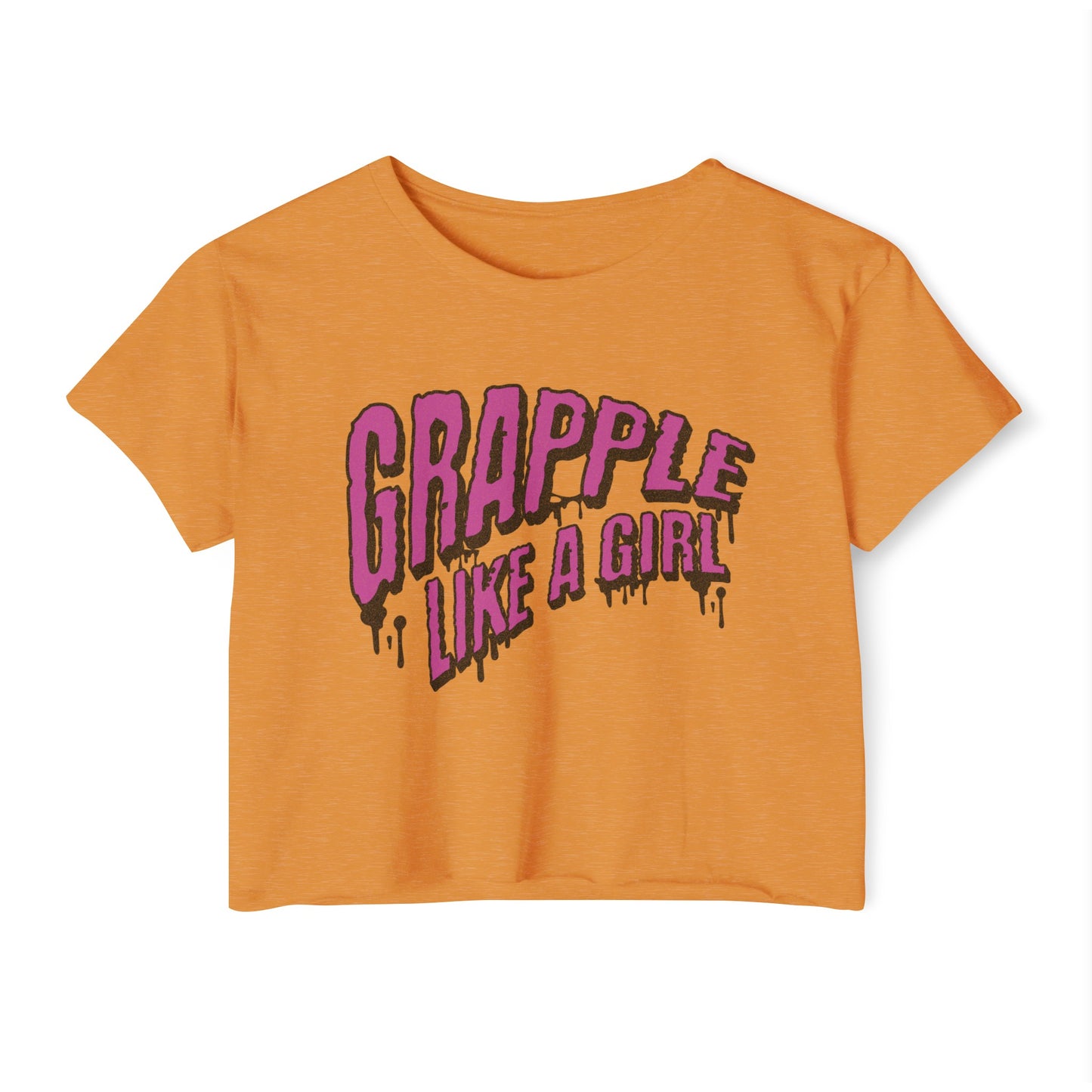 Women's Grapple like a Girl Slime Design Crop Top T-Shirt