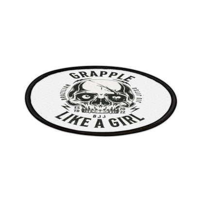 Grapple like a Girl Iron or Sew on Patches Skull Logo