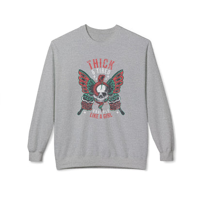 Crewneck Sweatshirt - Grapple Like a Girl Thick & Tired BJJ Sweater