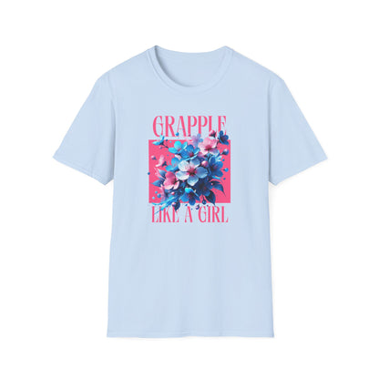 Women's Jiu Jitsu Grapple like a Girl BJJ Unisex Softstyle T-Shirt - Blossoms