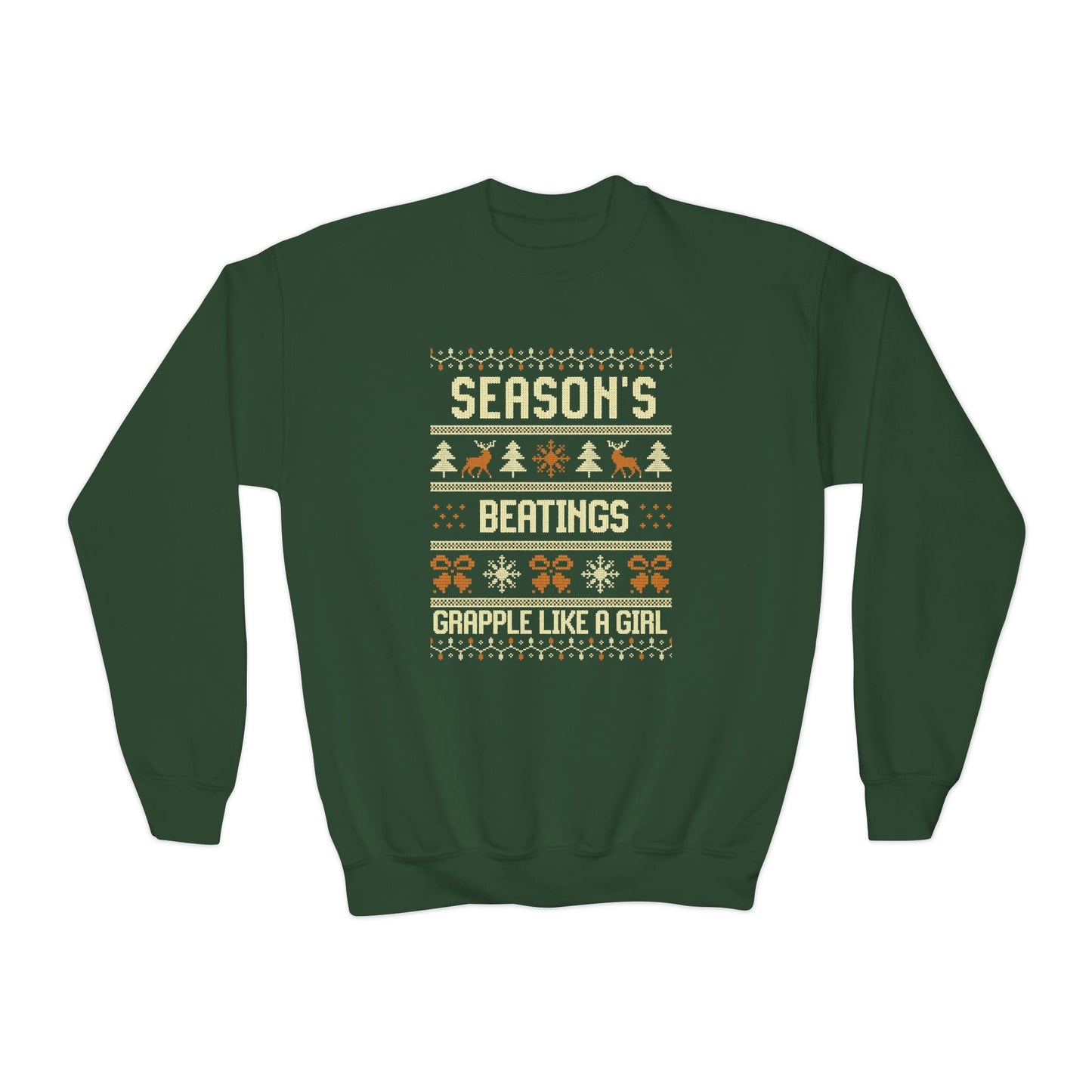 Youth Grapple like a Girl Jiu Jitsu Crewneck Sweater - Season’s Beatings *Limited Edition Holiday Drop*