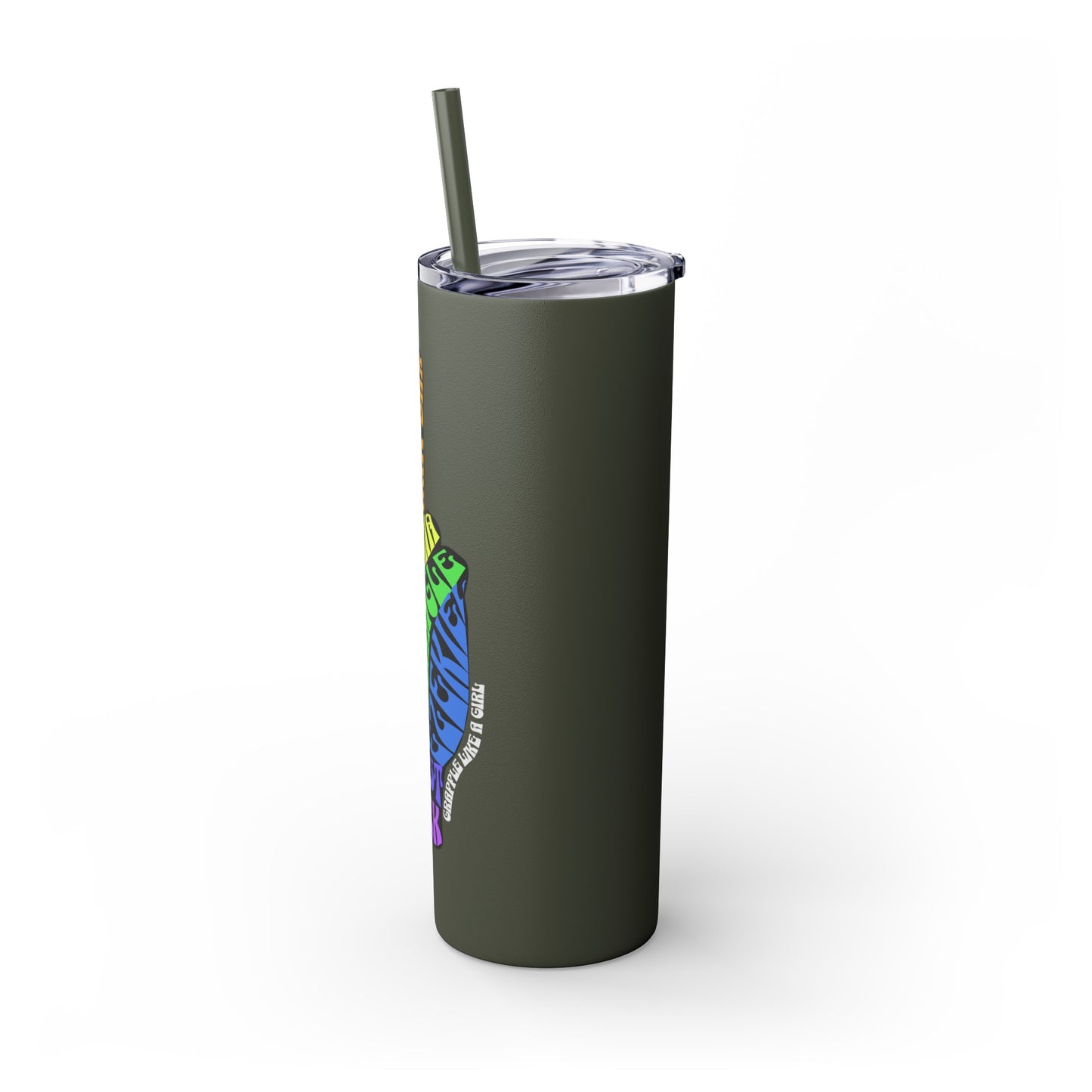 BJJ Submission Peace Sign Skinny Tumbler with Straw, 20oz