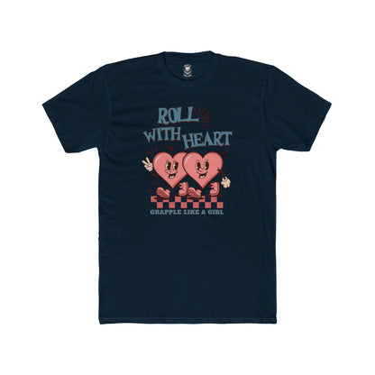 Grapple like a Girl Unisex Cotton T-shirt - Roll with Heart