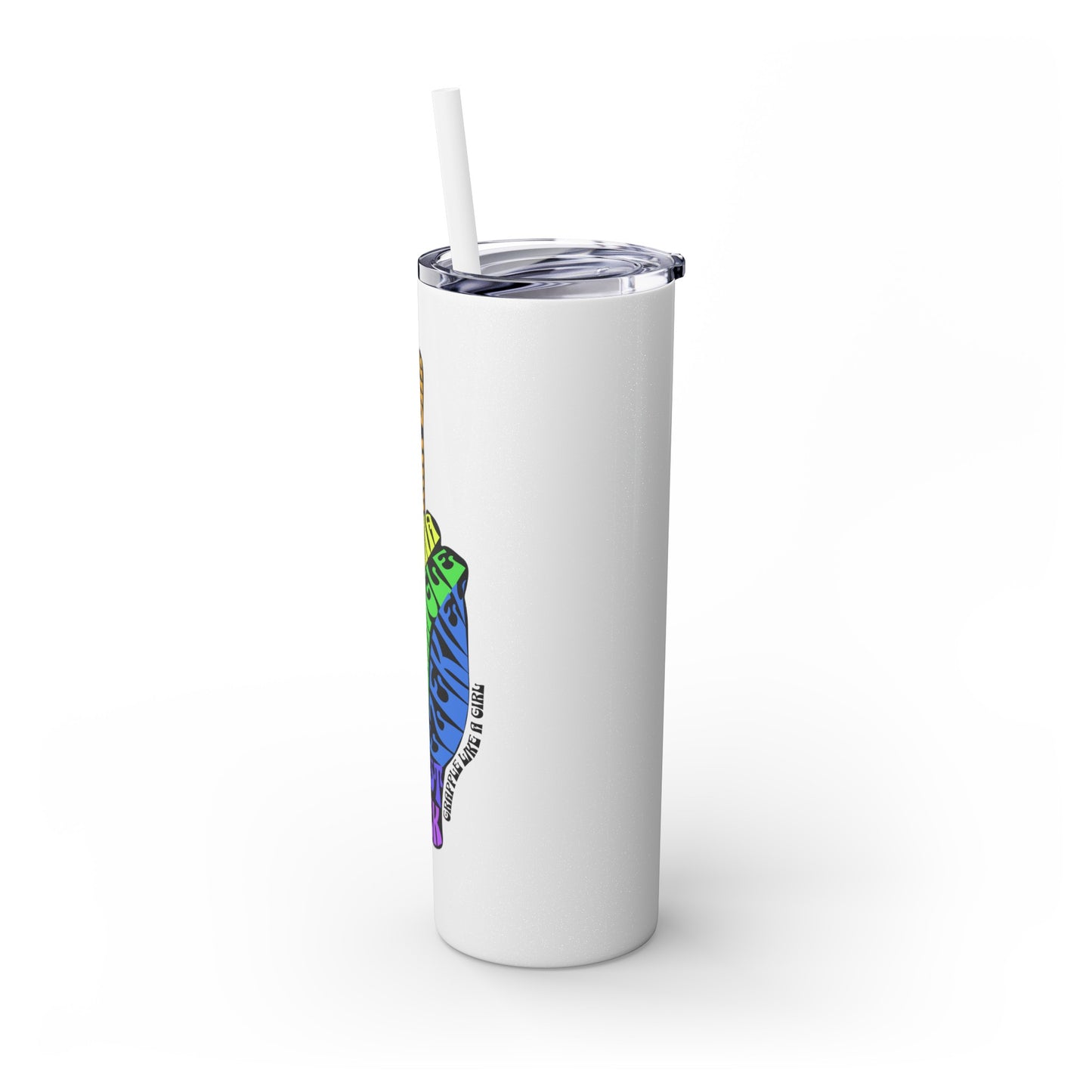 BJJ Submission Peace Sign Skinny Tumbler with Straw, 20oz