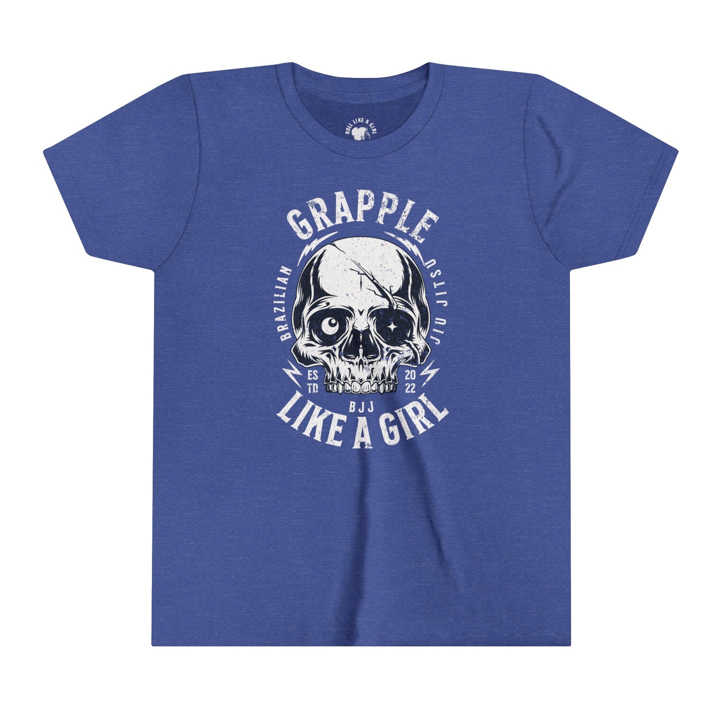 Grapple like a Girl Skull BJJ Youth Girls Short Sleeve Tee Jiu Jitsu Girlie