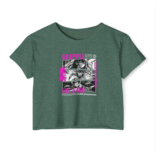 Grapple like a Girl Crop Top - Anime Girl