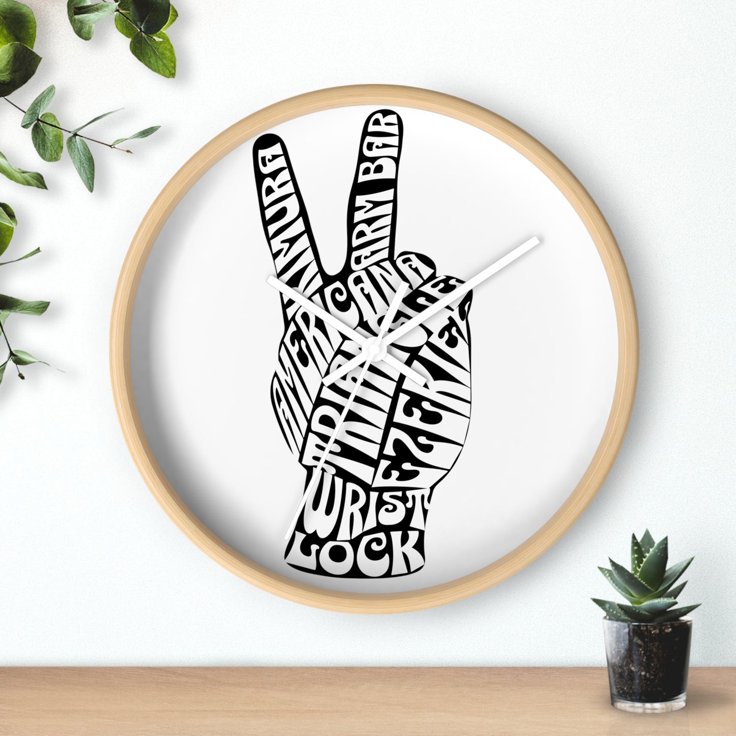 BJJ Submission Peace Sign Wall Clock Gift for Coach or Training Partners