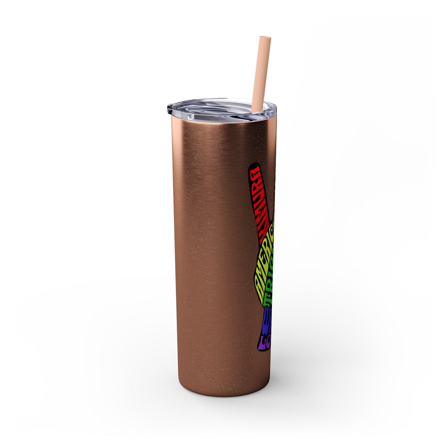 BJJ Submission Peace Sign Skinny Tumbler with Straw, 20oz