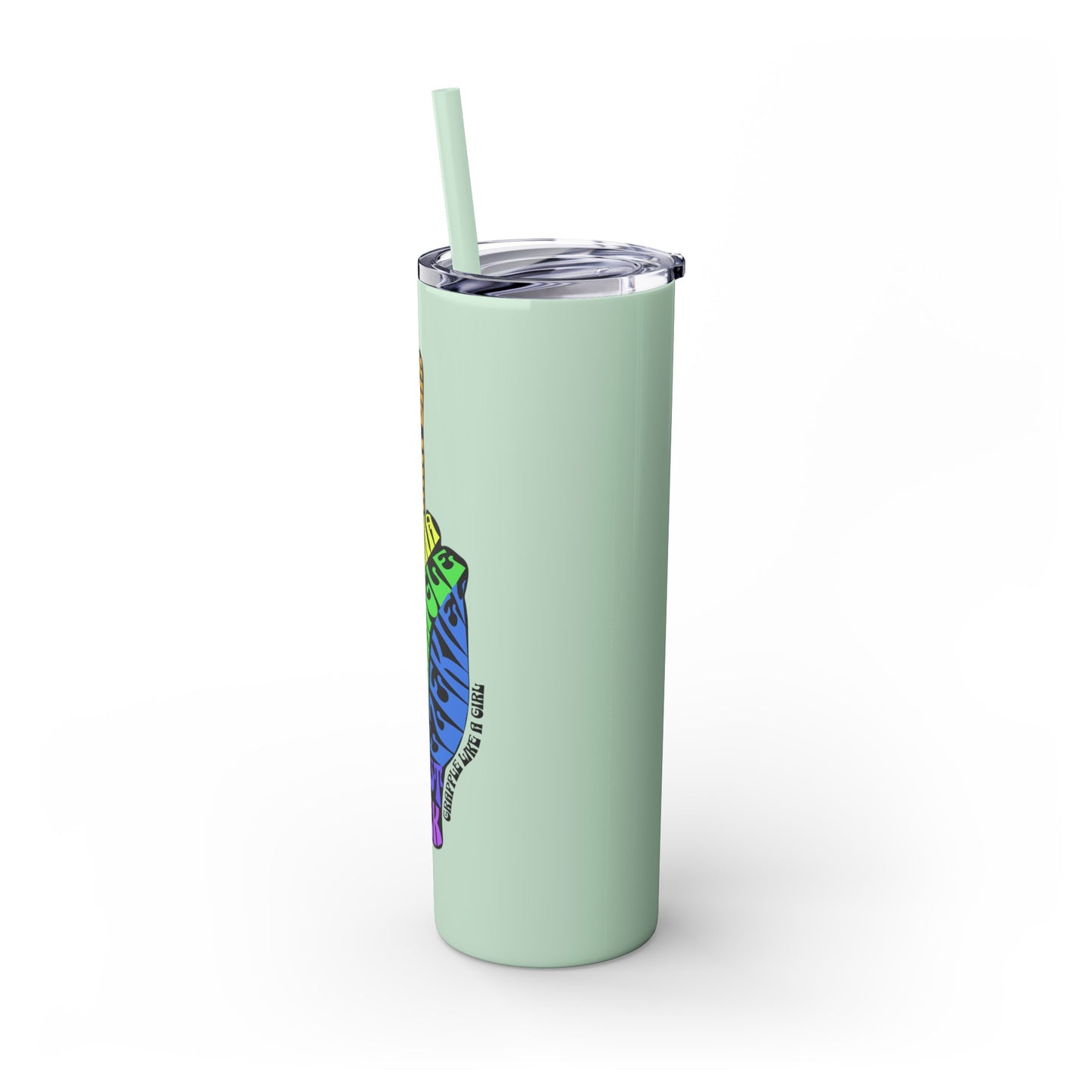 BJJ Submission Peace Sign Skinny Tumbler with Straw, 20oz