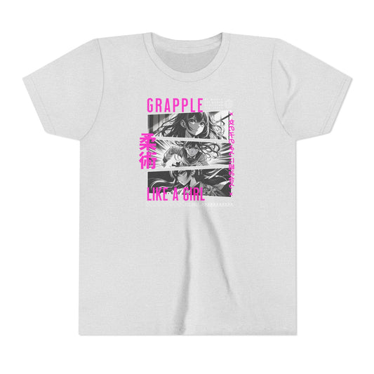 Grapple like a Girl Youth Short Sleeve Tee - Anime Girl