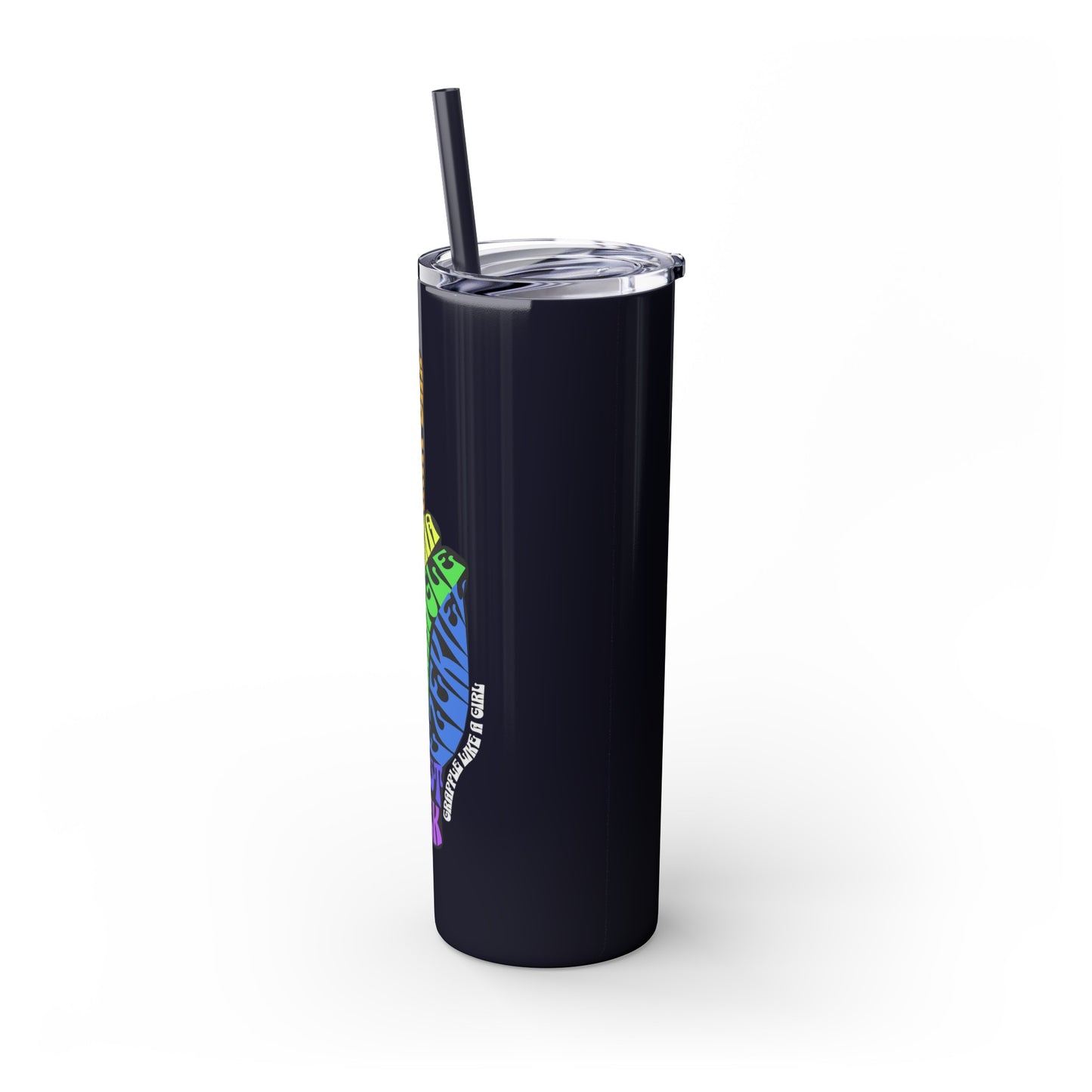 BJJ Submission Peace Sign Skinny Tumbler with Straw, 20oz