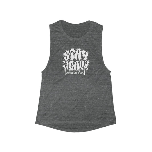 Women's Grapple like a Girl Flowy Scoop Muscle Tank - Stay Heavy