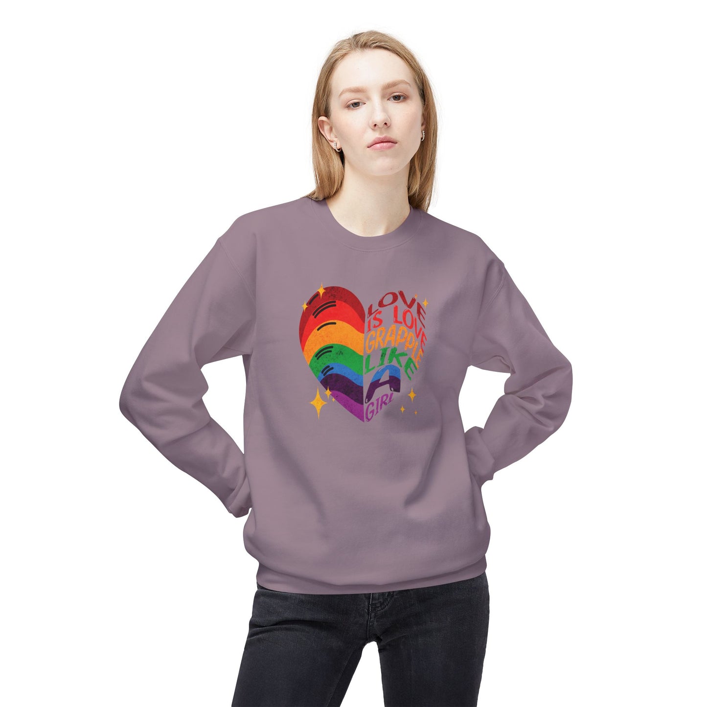 Grapple like a Girl Crewneck Sweatshirt - Love is Love