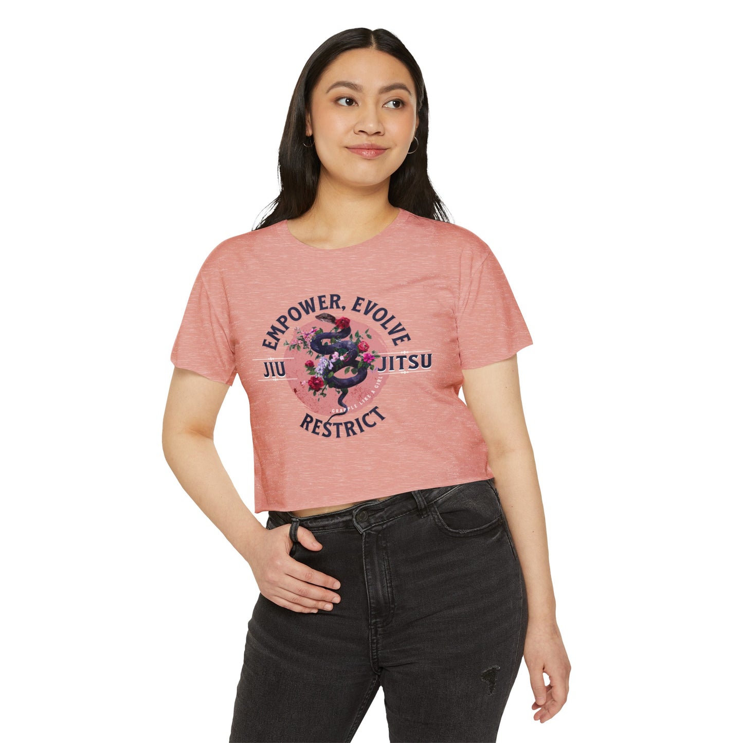 Women's BJJ Empower, Evolve, Restrict Snake Crop Top