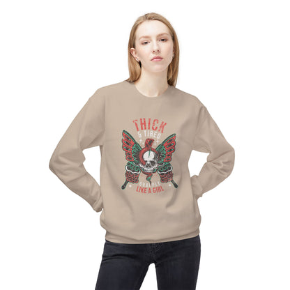 Crewneck Sweatshirt - Grapple Like a Girl Thick & Tired BJJ Sweater
