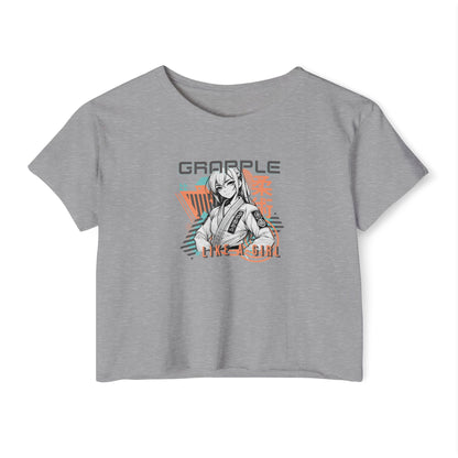 Grapple like a Girl Crop Top - Anime Girl