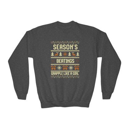 Youth Grapple like a Girl Jiu Jitsu Crewneck Sweater - Season’s Beatings *Limited Edition Holiday Drop*