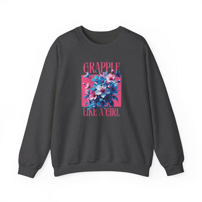 Grapple like a Girl BJJ Women's Crewneck Sweater - Blossoms