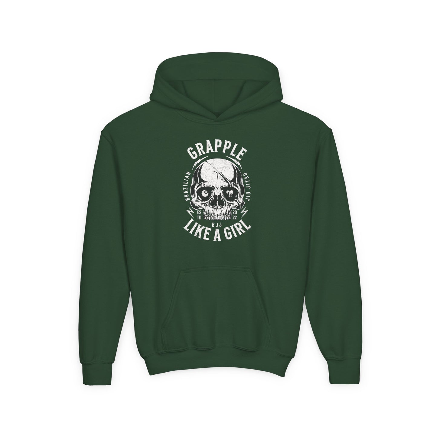 Youth Grapple like a Girl BJJ Skull Jiu Jitsu Hoodie