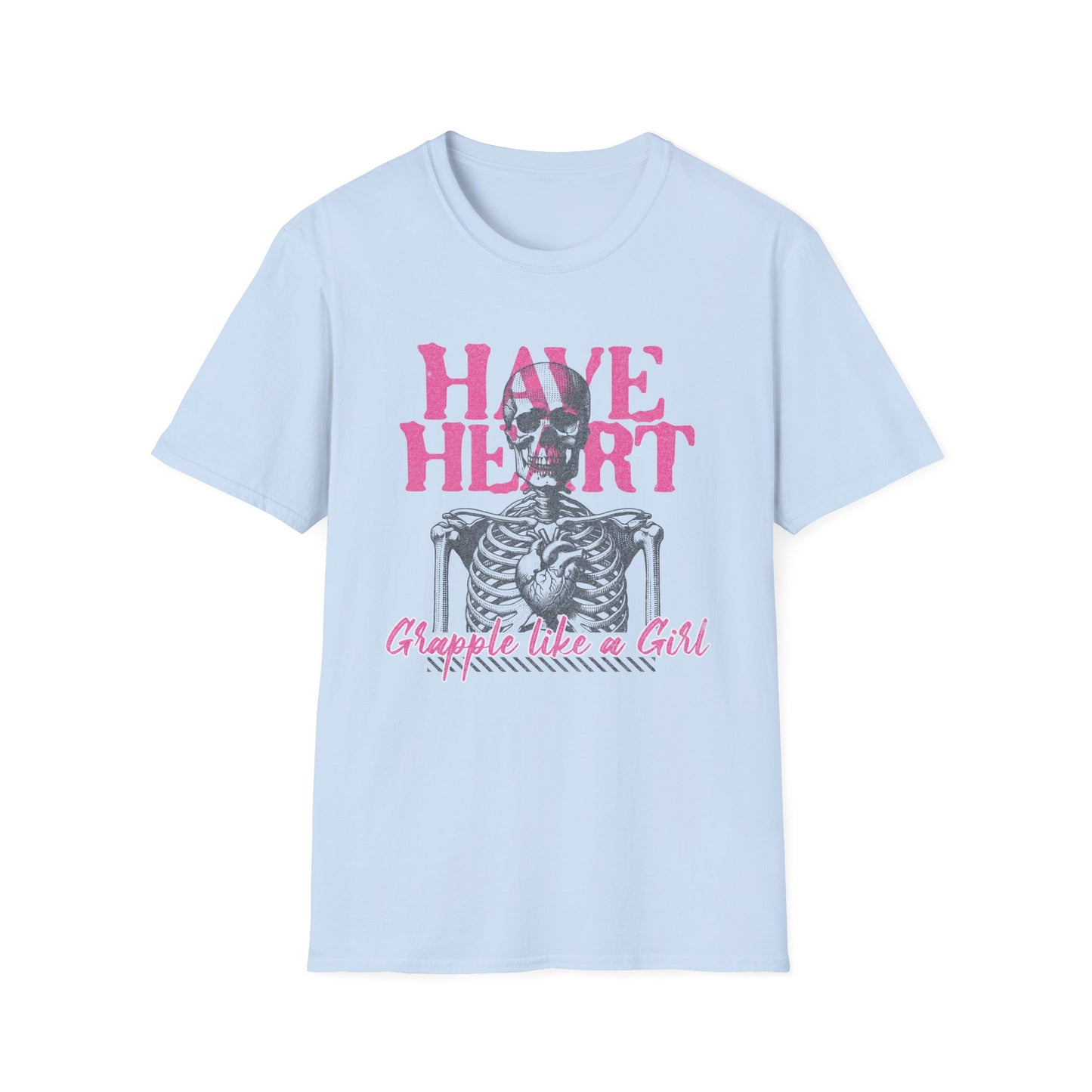 Women's Have Heart Skeleton Grapple like a Girl BJJ Unisex Softstyle T-Shirt