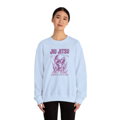 Grapple like a Girl BJJ Women's Crewneck Sweater - Jiu Jitsu isn't Real Alien