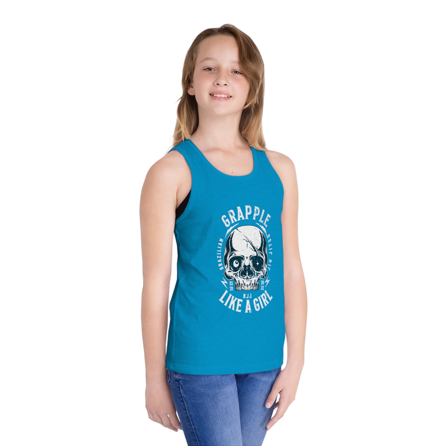 Grapple like a Girl Skull Youth Jersey Tank Top