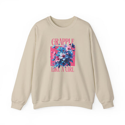 Grapple like a Girl BJJ Women's Crewneck Sweater - Blossoms