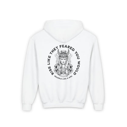 Youth Grapple like a Girl BJJ Rise like they Feared you Would Jitsu Hoodie