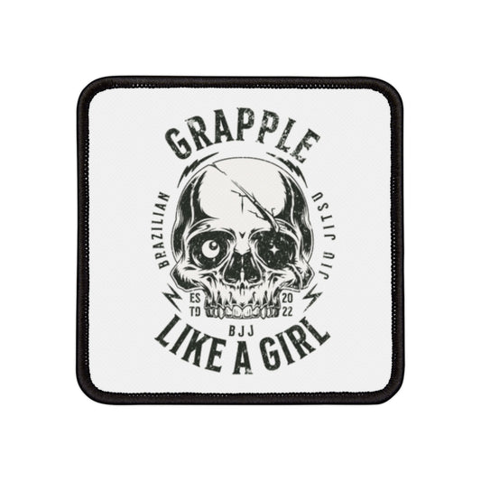 Grapple like a Girl Iron or Sew on Patches Skull Logo