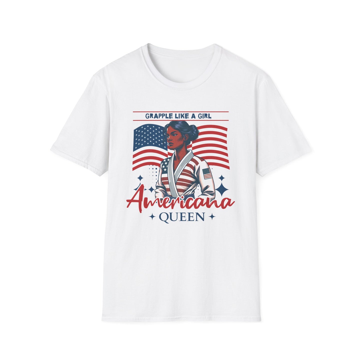 Women's Jiu Jitsu Grapple like a Girl BJJ Americana Queen Patriotic Unisex Softstyle T-Shirt