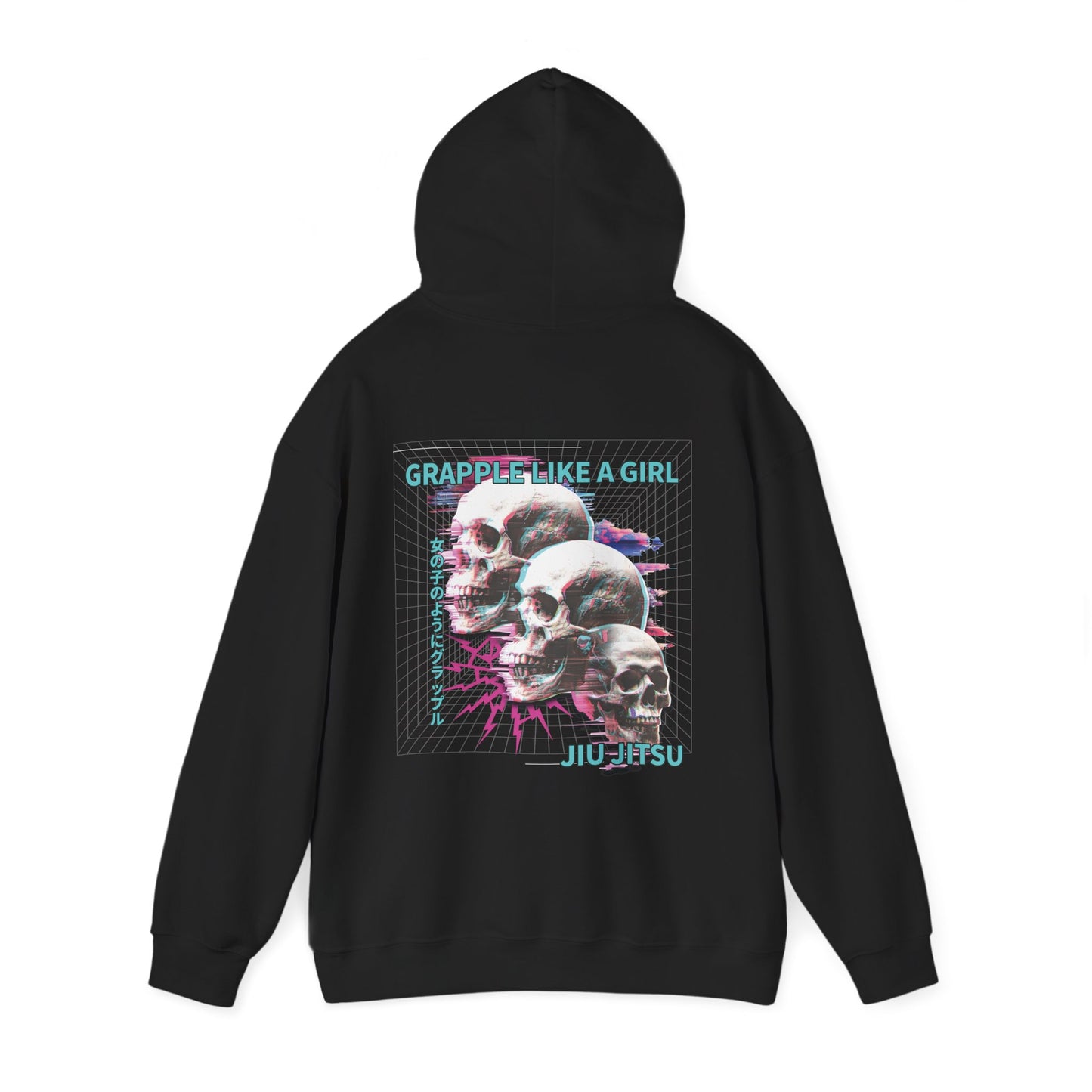 Women's BJJ Hoodie - Grapple Like a Girl, Neon Skulls