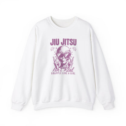 Grapple like a Girl BJJ Women's Crewneck Sweater - Jiu Jitsu isn't Real Alien