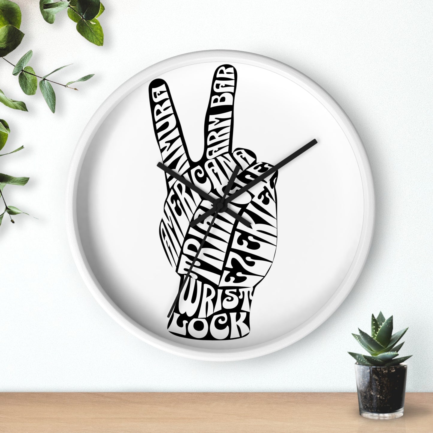 BJJ Submission Peace Sign Wall Clock Gift for Coach or Training Partners