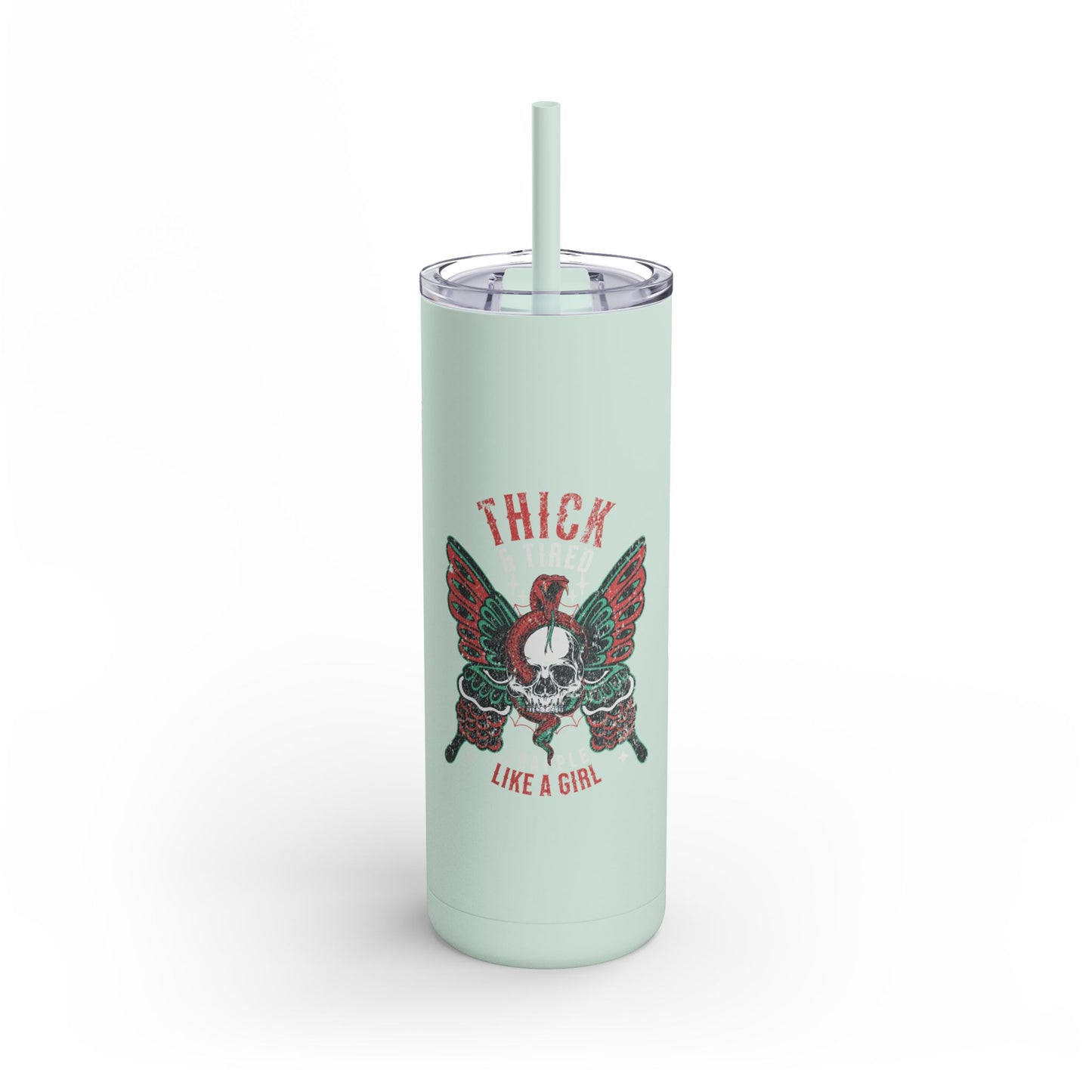 Grapple like a Girl Thick & Tired Graphic 20oz Matte Tumbler