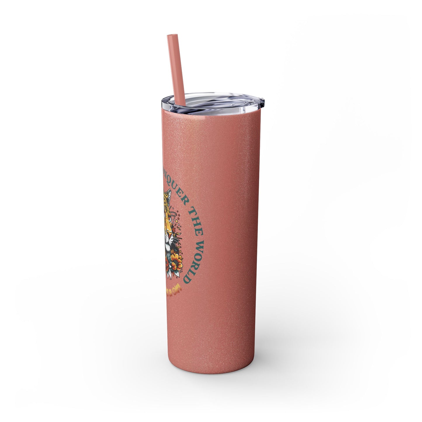 Conquer the Mats, Conquer the World Skinny Tumbler with Straw, 20oz